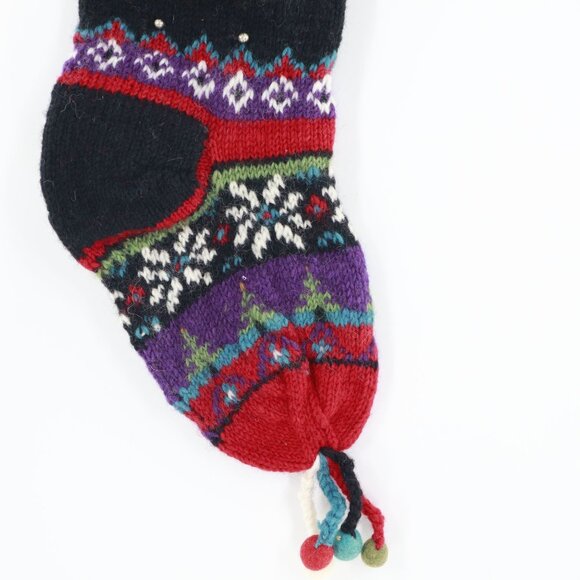 Handmade Wool Christmas Stocking Fair Colorful Isle Present Snowflake Santa - Picture 4 of 15